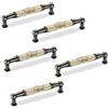 SOTECH 5 x Maniglie per Mobili Etta Distanza Fori 96 mm Altezza 26 mm | Porcellana/Argento Antico Crema Fiore