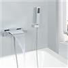 kaphome SHANFO Rubinetto per vasca a Cascata Ottone Termostatico Miscelatore Cromato Doccia Calda E Fredda Con Doccetta,4Y1OK