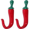 GATHINESS Ganci Forma di Peperoncino Design Unico e Versatile 2 in Lega di Zinco Rosso per Appendere Asciugamani e Chiavi per Cucina e Bagno