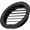 AERZETIX Griglia di ventilazione/aerazione Ø95 mm rotonda da incasso in plastica ASA per interno e esterno/colore nero