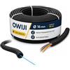 OWIJI Corrugato da Esterno con Tirafilo Ø 16 mm x 10 m Guaina per Cavi Elettrici Tubo Corrugato Esterno Protettivo Isolante Flessibile in ABS Copricavo Nero Raccogli Cavi per Casa Auto Ufficio