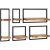 vidaXL Set di Mensole 5 pz in Legno Massello di Acacia e Acciaio