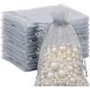 G2PLUS 50PCS Grigio Sacchetti Organza,10x15CM Sacchetti Organza Regalo
