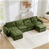 Bladez Divano angolare componibile 4 posti in forma di U in velluto con pouf verde