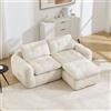 Bladez Divano angolare modulare a L a 2 posti in ciniglia con ottomana beige