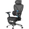 WOLTU Sedia da Ufficio Girevole con Ruote, Seduta Regolabile in Profondità, Sedia Ergonomica da Ufficio, Supporto Lombare, Poggiatesta 3D e Braccioli 6D, Nero
