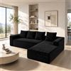Yrxin Divano con chaise longue a forma di L, moderno divano modulare con seduta profonda, divani imbottiti con chaise longue a destra, per soggiorno e camera da letto, tessuto a coste