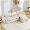 Bladez Divano angolare modulare a L a 3 posti in ciniglia con ottomana beige