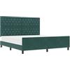 vidaXL Letto a molle con testiera Verde Scuro 180 x 200 cm Velluto | Ha dei bottoni in cristallo, Fatto in legno massello di pino, Va bene per due persone