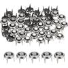 M METERXITY 80-Pack Borchie con Cristalli 6x8 mm Borchie Tonde in Rame Perle Ad Artiglio Cristallo Punk per Abbigliamento/Scarpe/Borse/Fai da Te Artigianato in Pelle/Tessuti Argento, Grigio
