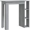 vidaXL Tavolino da Bar con Ripiani Grigio Sonoma 102x50x103,5 cm