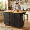 Huayz - Isola da cucina su ruote, carrello da cucina con piano di lavoro estensibile, armadio da cucina su ruote con porta asciugamani e porta spezie, 5 cassetti e 2 ante 120x73x93 cm