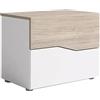 Totò Piccinni Comodino ARDISIA con 2 Cassetti Bianco/Rovere