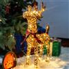 DELICHTER Statua natalizia a LED in rattan, con renna e timer, luce bianca calda, decorazione natalizia per interni ed esterni, soggiorno, giardino