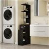 YU YUSING Mobiletto Bagno Salvaspazio Stretto 23cm, Mobile Bagno Alto 167cm | con 2 Cassetti e Ruote, Colonna Bagno con Ripiano Portaoggetti, Armadietto Bagno per WC, 3 Scomparti Aperti, Nero