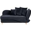 Beliani Chaise Longue in velluto nero lato destro con contenitore