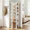 Bonnlo Scarpiera Rotante a 7 Livelli, Armadio per Scarpe Girevole a 360°, Mobile Portascarpe Verticale 60 * 60 * 184 cm, Bianco, per Ingresso, Soggiorno, Camera e Guardaroba