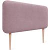 DHOME Testiera Imbottita Liscia Arrotondata in Tessuto Aqualine con Gambe per Parete Acustica Testate Letto Fonoassorbenti Camera da Letto (Salmone, 80cm)