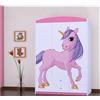 BDW - Armadio con Cassetti - 128cm di Larghezza, 190cm di Altezza - Armadio da Corridoio a 3 Ante, con Appendiabiti e Ripiani - per Camera da Letto, dei Bambini - Rosa 4