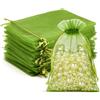 G2PLUS 50 Verde Salvia Sacchetti Organza,10x15CM Sacchetti Organza Regalo | Sacchettini Confetti con Coulisse per Matrimonio,Compleanni,Caramella Gioielli e Comunioni