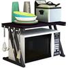 HUOLE Organizer Mensola Ripiano della Cucina del Forno 2 Livelli Supporto per forno a microonde a 2 ripiani Mensola angolare da cucina Ripiano per Organizer da Cucina Portaspezie (nero)