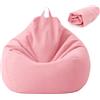 Yunlaishaocer Fodera per pouf per bambini/adulti, XL, senza imbottitura (rosa) | Pouf con chiusura lampo, contenitore per animali di peluche, antipolvere, per ufficio, camera da letto