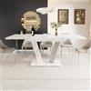 Merax Tavolo da pranzo allungabile, 120-160 x 80 x 76 cm, per 4-8 anni, effetto marmo, in MDF e struttura in metallo, per sala da pranzo, cucina e soggiorno