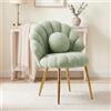Bonnlo Sedia Trucco in Pile Teddy, Poltrona Conchiglia con Cuscino a Forma di Perla, Poltrocina Camera da Letto Design Elegante e Romantico, Portata 150kg (Verde)