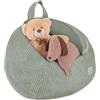 MISIOO Organizer per peluche per cameretta dei bambini, contenitore per giocattoli e pouf in uno, taglia S, lavabile, con cerniera, fodera per pouf per bambini, verde