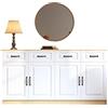 Azkoeesy Credenza e Bufet con 4 Cassetti e Ante, 160 x 35 x 80 cm, MDF, Maniglie Metalliche Nere, per Cucina e Soggiorno (bianco + Natur)