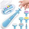 KRUMAD Lima per unghie elettrica 6 in 1 con LED, set per unghie per bambini e bambini, velocità regolabile, accessorio per neonati da 0 a 6 mesi, sicura e delicata per dita dei piedi e delle mani