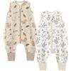 Chilsuessy Sacco nanna per tutto l'anno, con piedi, 1,5 Tog, confezione da 2 pezzi, sacco nanna con gambe in cotone, 1,5 Tog, scoiattolo + koala, 80 cm, altezza del bambino 90-100 cm