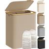 SONGMICS Cesto Portabiancheria con Coperchio a 2 Scomparti, Cesta per Bucato, 130 L, Sacco Rimovibile, Tessuto Oxford, Manici di Bambù Pieghevole, 52 x 38,5 x 70,5 cm, Marrone Cammello LCB513LJ01