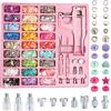 Lynda Set di 300 bottoni a pressione in plastica e metallo, con pinze, in plastica e metallo, per cucito e artigianato (rosa)