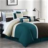Chezmoi Collection Upland - Set copripiumino trapuntato patchwork, 7 pezzi, colore: foglia di tè/beige/marrone, per letto California king