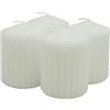 DONAU HOME Set di candele a colonna a costine, bianche, 4 pezzi, Ø 6 x 8 cm, non profumate, candele classiche, per la decorazione del soggiorno e del bagno