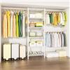 Ulif, M5, stand appendiabiti da parete, resistente, con 6 ripiani e 3 aste espandibili, salvaspazio (117 cm-260 cm) x 35,6 cm x 211 cm (larghezza x profondità x altezza), bianco