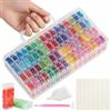 Kiperline Scatola di Accessori per Diamond Painting, 64 scatole per Diamond Painting 5D con 112 Etichette per Diamanti, Perline e Altri Accessori Fai da Te.