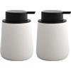 MSV - Dispenser di Sapone in Ceramica - MAONIE Bianco Opaco - 300 ML - Elegante e Pratico per Il Bagno - Ideale per Lo Stile Contemporaneo - Ø 75 x 175 mm - Uso Quotidiano (Confezione da 2)