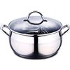 BERGNER Gourmet | Casseruola di Cucina con Coperchio di Vetro | Capacità 8 L | Fabbricata in Acciaio Inox | Manici Ergonomici | Utensili da Cucina | Per Tutti i Piani Cottura
