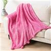 PAVILIA Coperta in pile Sherpa, con morbida frangia con pompon, morbida e calda, per divano, letto, divano, pelosa, in pile con pompon, leggera e soffice, rosa, 127 x 152,4 cm