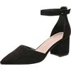 BIKETAFUWY Stiletto da donna in pelle, sandali da donna a punta appuntita, scarpe tacco a blocco, spessi, con fibbia laterale, schiena aperta, taglio basso, elegante, per ufficio, sera, cerimonia, 01 Nero, 39 EU