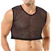 QiaTi Maglia da uomo a rete da pesce, girocollo, senza maniche, sexy, Nero , L