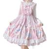 Packitcute Adolescenti Lolita Principessa Abito Da Partito Kawaii Coniglietto Stampa Fiocco Increspature Senza Maniche A-line Carino Abiti Cosplay Costume