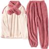 Tuopuda Completo Sportivo Donna Tute da Ginnastica 2 Pezzi, Pigiama Set in Flanella Pjs Confortevole, Sleepwear Caldo Homewear Casa Camicia da Notte, Rosso, L