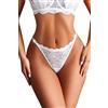 Avidlove Perizoma in pizzo da donna con cinturino decorato con strass, mutandine sexy da 1-3 pezzi, bianco, X-Large