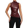 KBOPLEMQ Canotta da donna con effetto bagnato, effetto pelle, con corsetto lucido, senza maniche, per clubwear