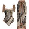 KBOPLEMQ Costume da bagno intero da donna con gonna lunga boho, costume da bagno, copertura alla moda, costume da bagno, gonna avvolgente, 2 pezzi, costume da bagno in tinta unita