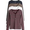 THE SET Donne Confezione da 4 Maglie Serafino a Coste a Maniche Lunghe Burgundy Red Stripe/Navy Blue/Brown/White L