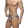NUJOLI Slip bikini da uomo, sexy, a vita bassa, con coulisse regolabile, Zebra, Medium